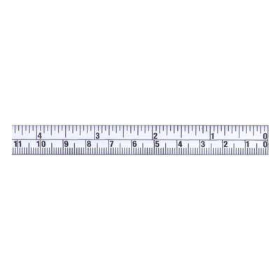 Skalenbandmaß mm und inches von links nach rechts, Breite 13 mm weißlackiert