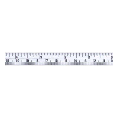 Skalenbandmaß mm und inches von rechts nach links, Breite 13 mm weißlackiert